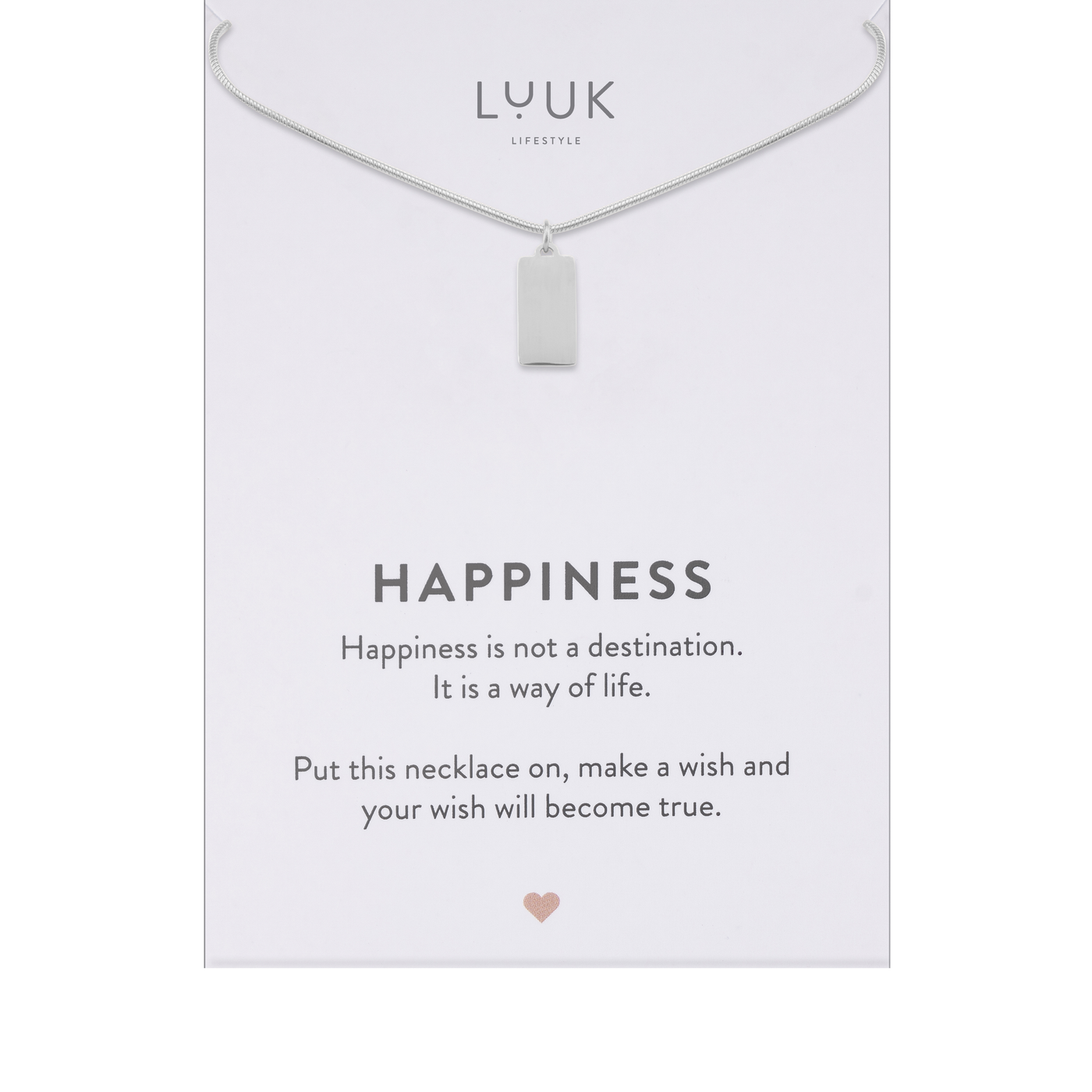 Necklace with Fatimas hand pendant and Happiness greeting card