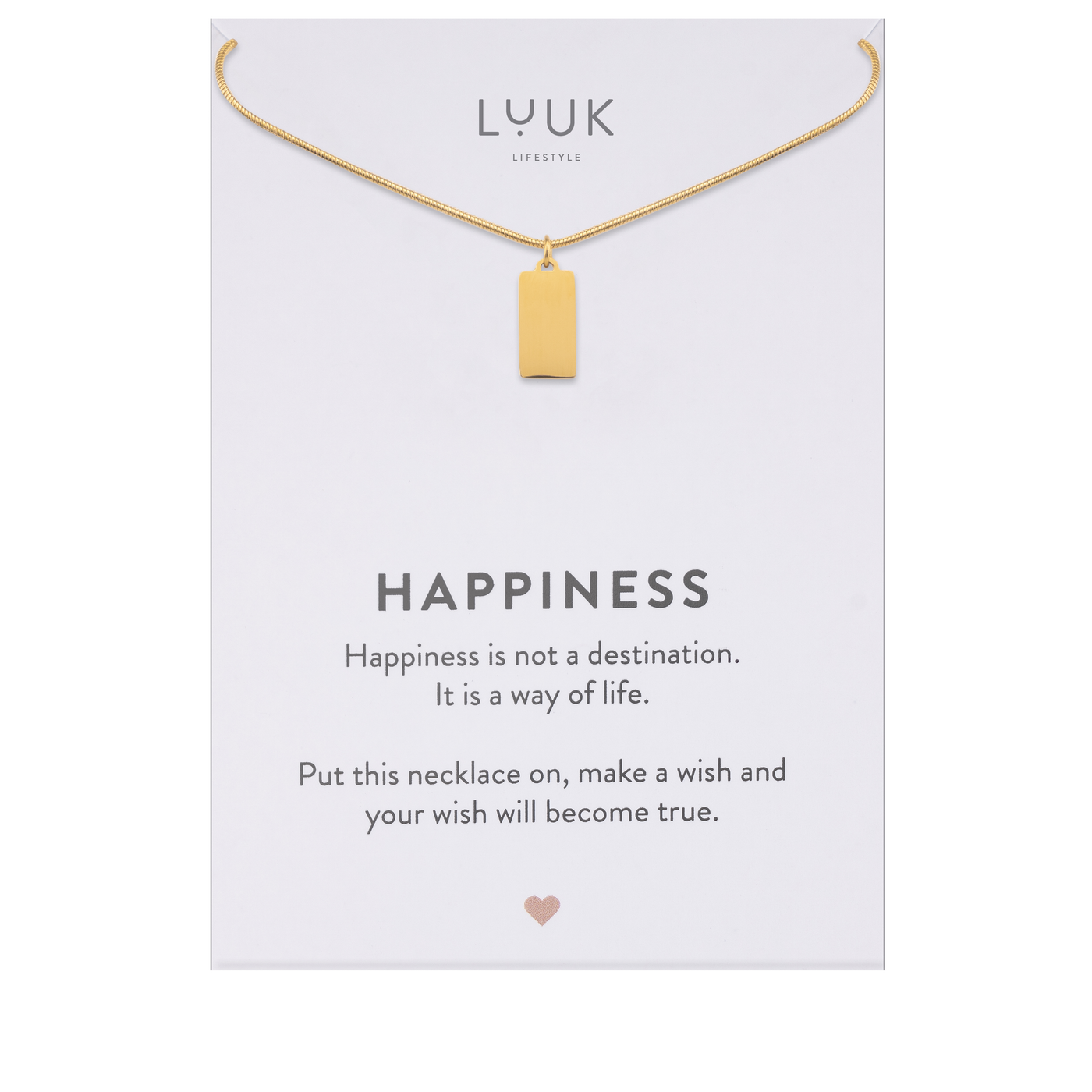Necklace with Fatimas hand pendant and Happiness greeting card