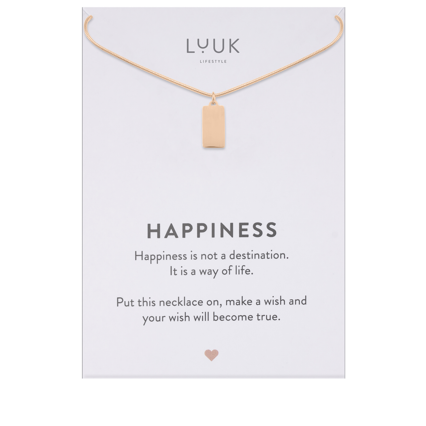 Necklace with Fatimas hand pendant and Happiness greeting card