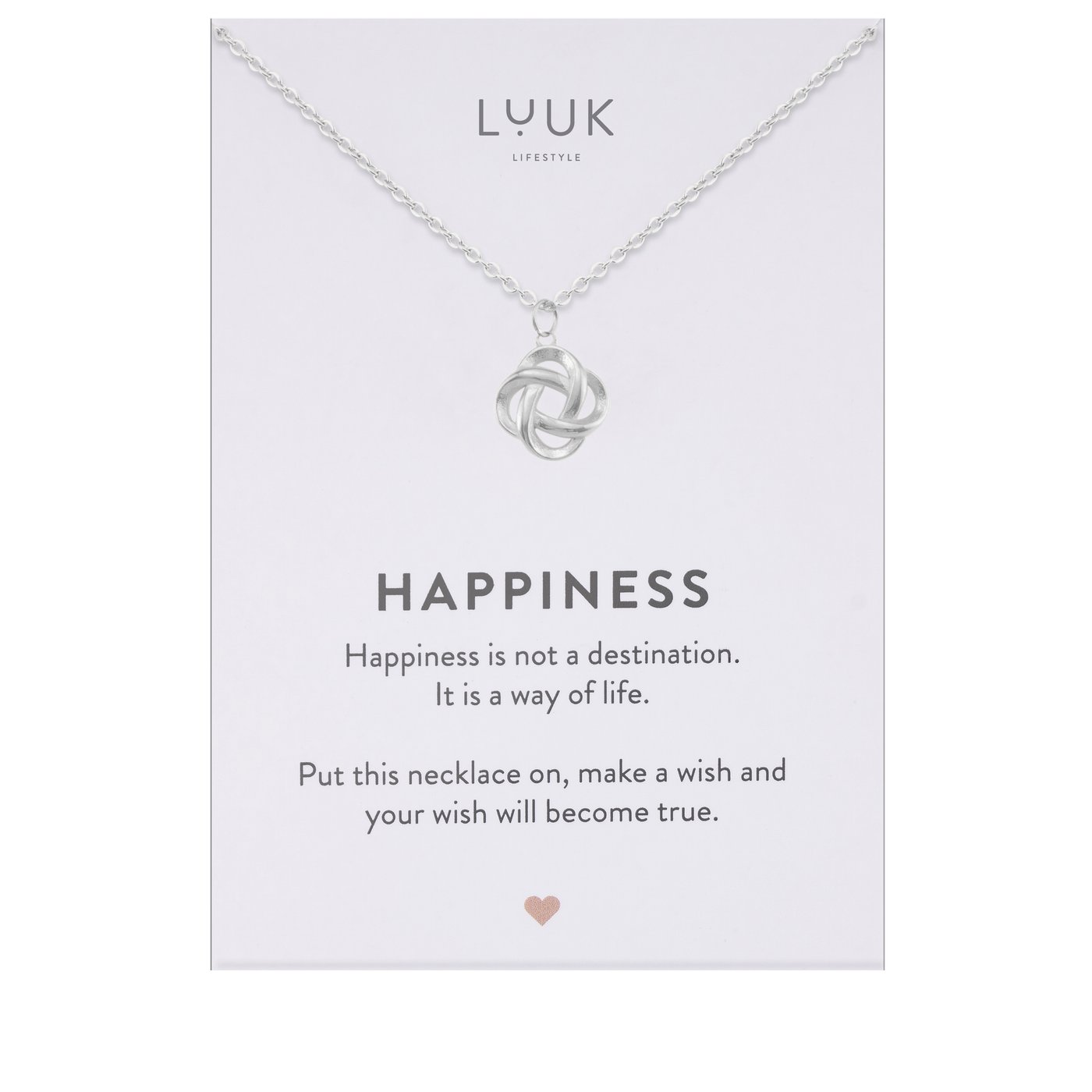 Necklace with Tree of Life pendant and Happiness greeting card