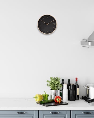 Wanduhr, Schwarz und Gold