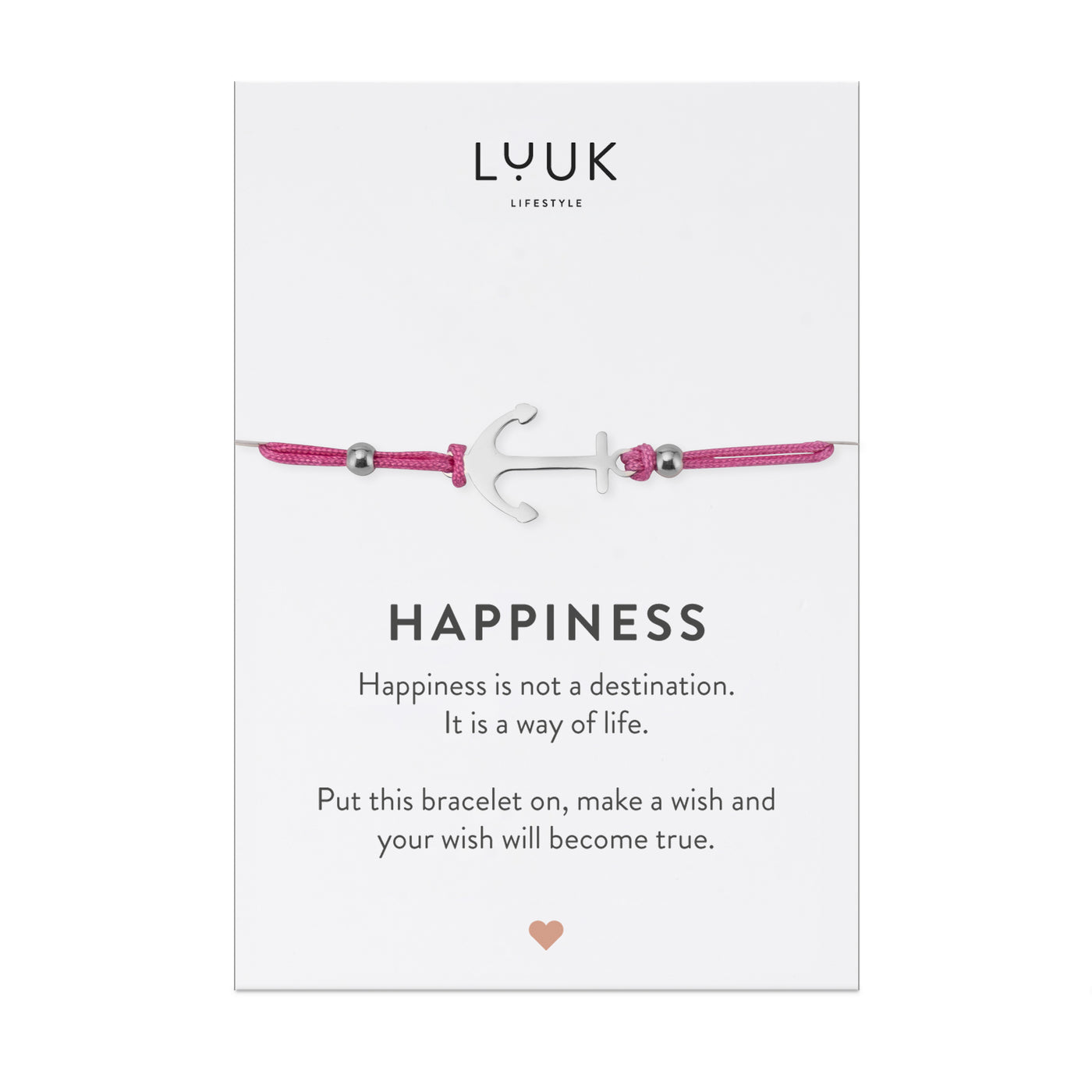 Bracelet with anchor pendant and Happiness greeting card