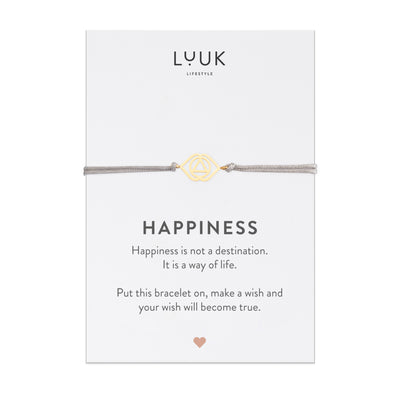 Bracelet with triangle pendant and Happiness greeting card