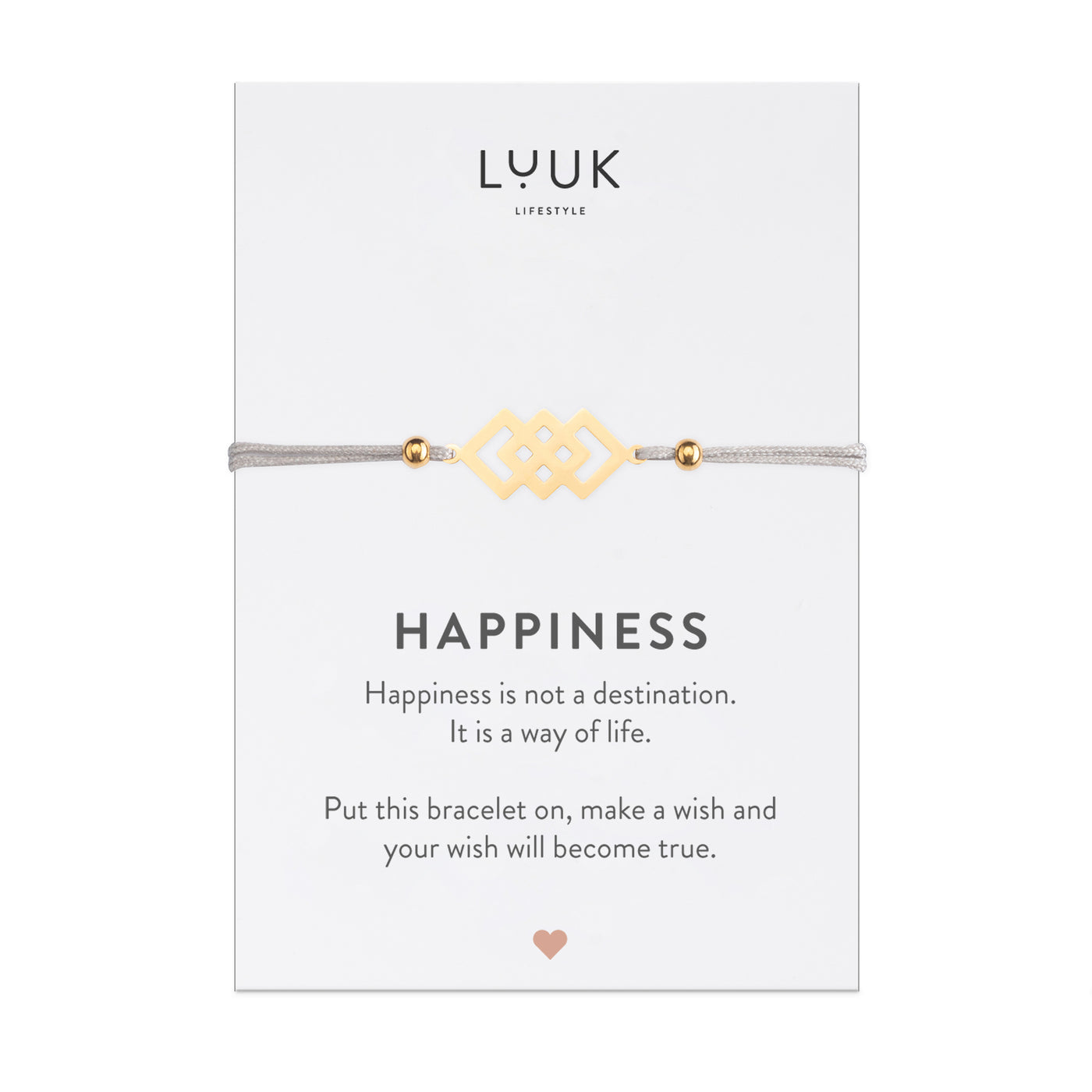 Bracelet with hexagon pendant and Happiness greeting card