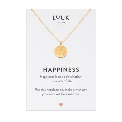 Necklace with elephant and happiness card