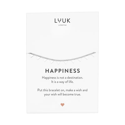 Silbernes Armband mit Dreieck Plättchen Anhänger auf Happiness Karte von der Marke Luuk Lifestyle.