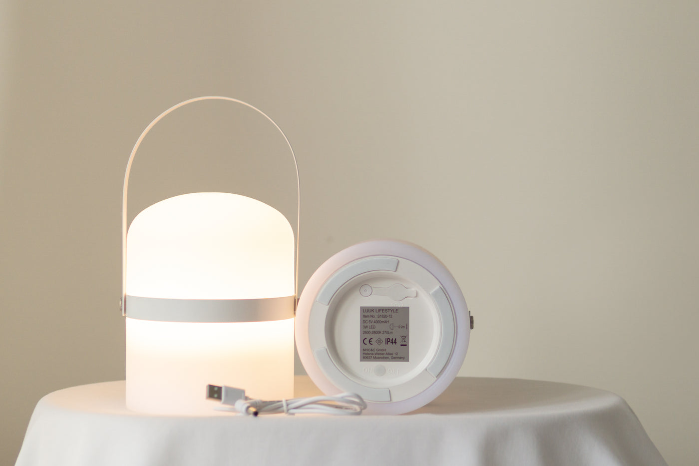 Mobile LED table lamp Sävar, white matt (18,5 cm)