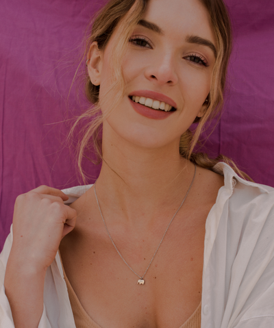 Necklace with elephant pendant and Dream greeting card