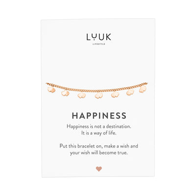 Rosegoldenes Armband mit Gingko Blatt Anhängern auf Happiness Karte von Luuk Lifestyle 