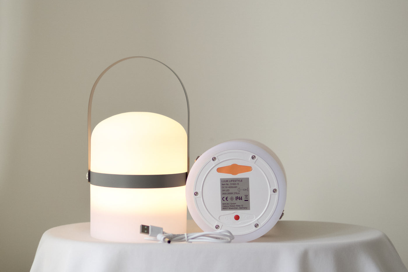Mobile LED table lamp Sävar, grey matt (18,5 cm)