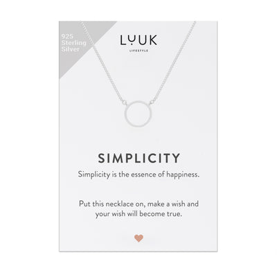 Feine 925 Silber Kette mit Ring Anhänger auf Simplicity Spruchkarte von der Marke Luuk Lifestyle 