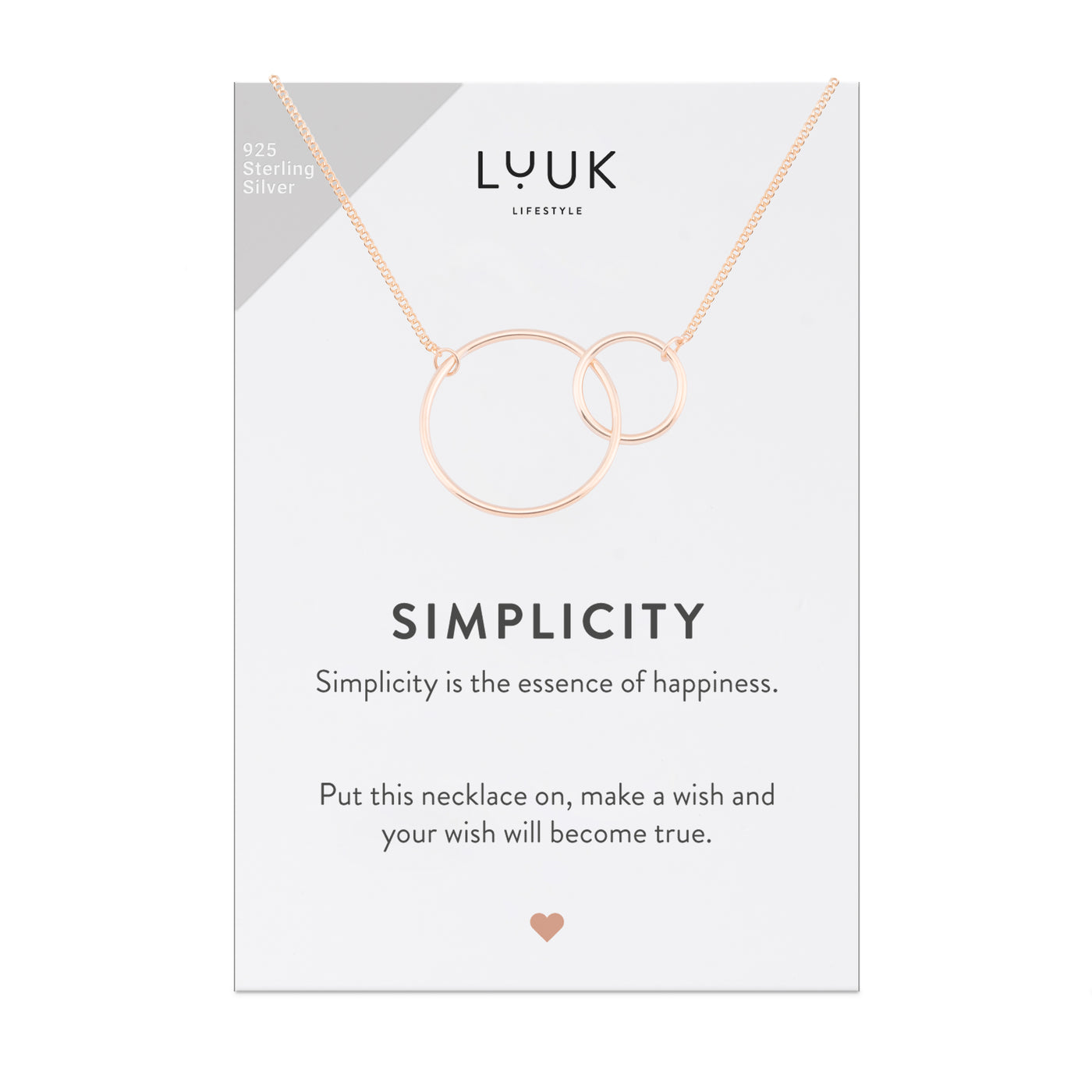 Sterling Silver Necklace with Hexagon Pendant and Simplicity Spell Card