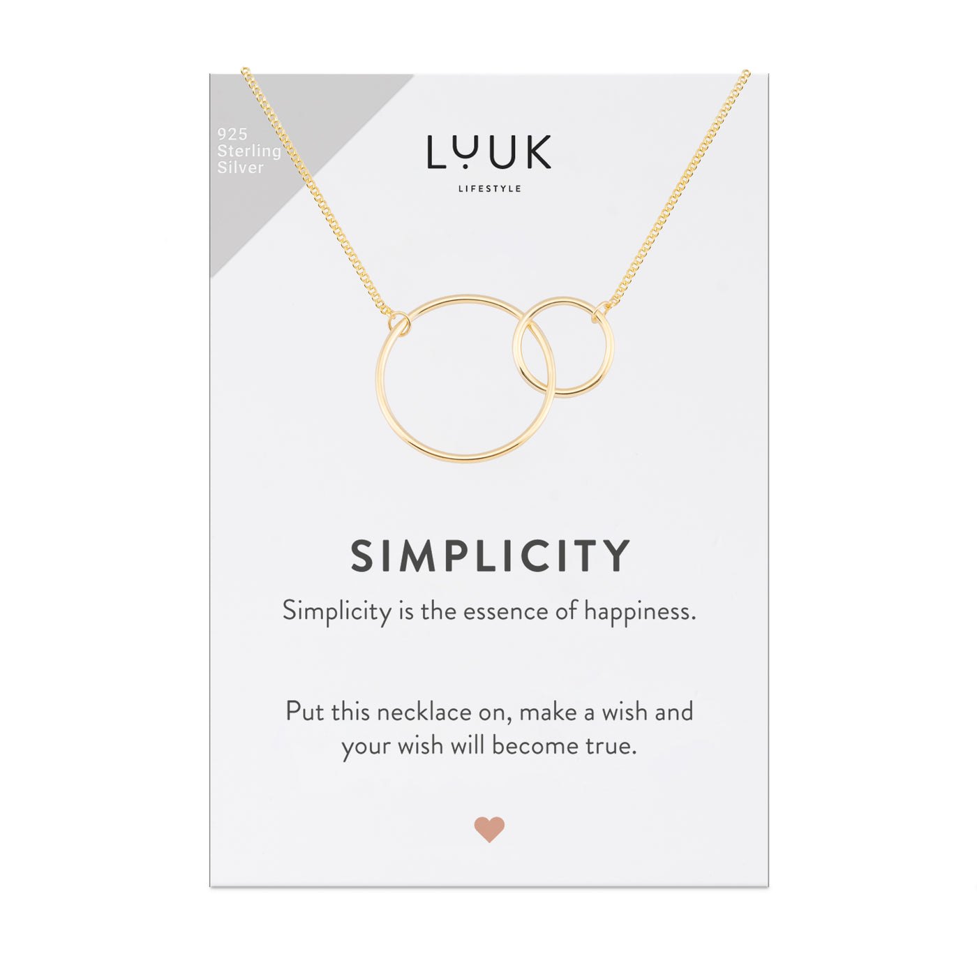 Sterling Silver Necklace with Hexagon Pendant and Simplicity Spell Card