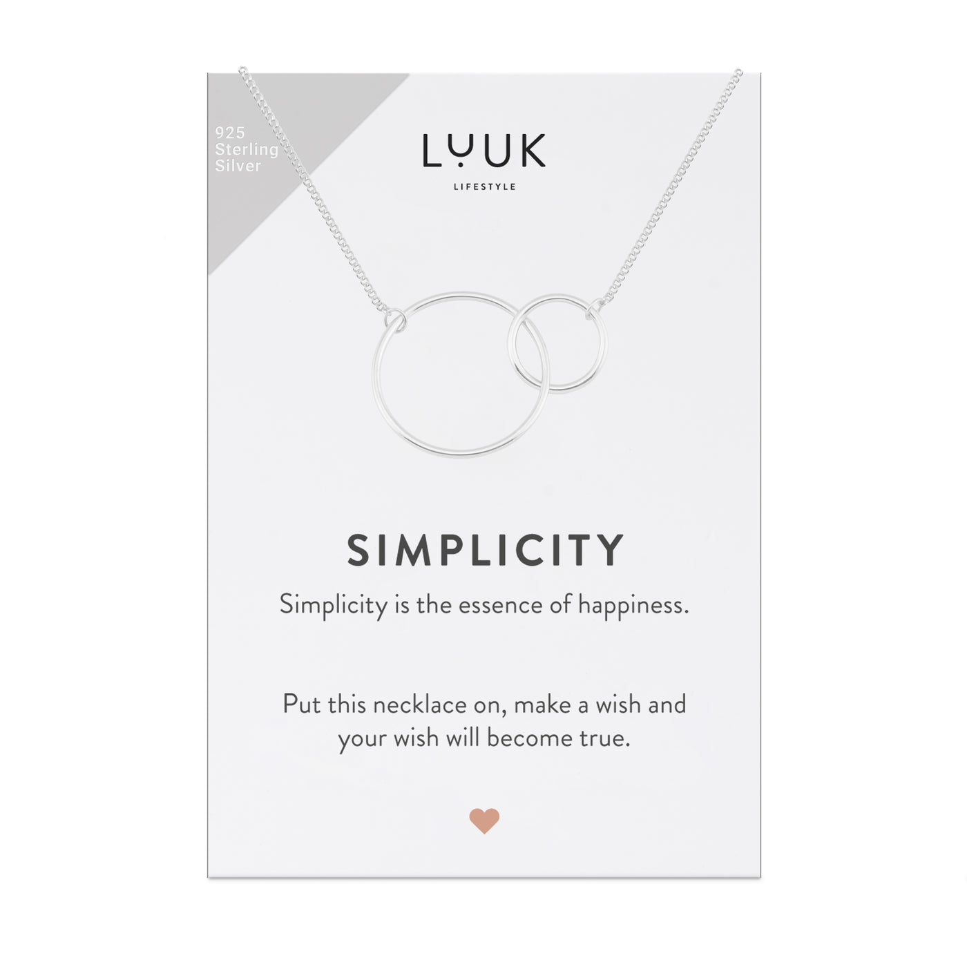 Sterling Silver Necklace with Hexagon Pendant and Simplicity Spell Card