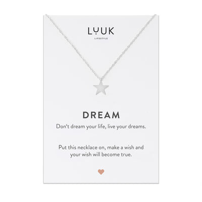Silberne Halskette mit Stern Anhänger auf Dream Karte von der Marke Luuk Lifestyle 