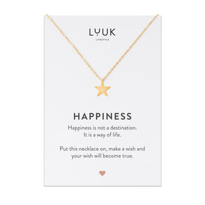 Necklace with star pendant and happiness card