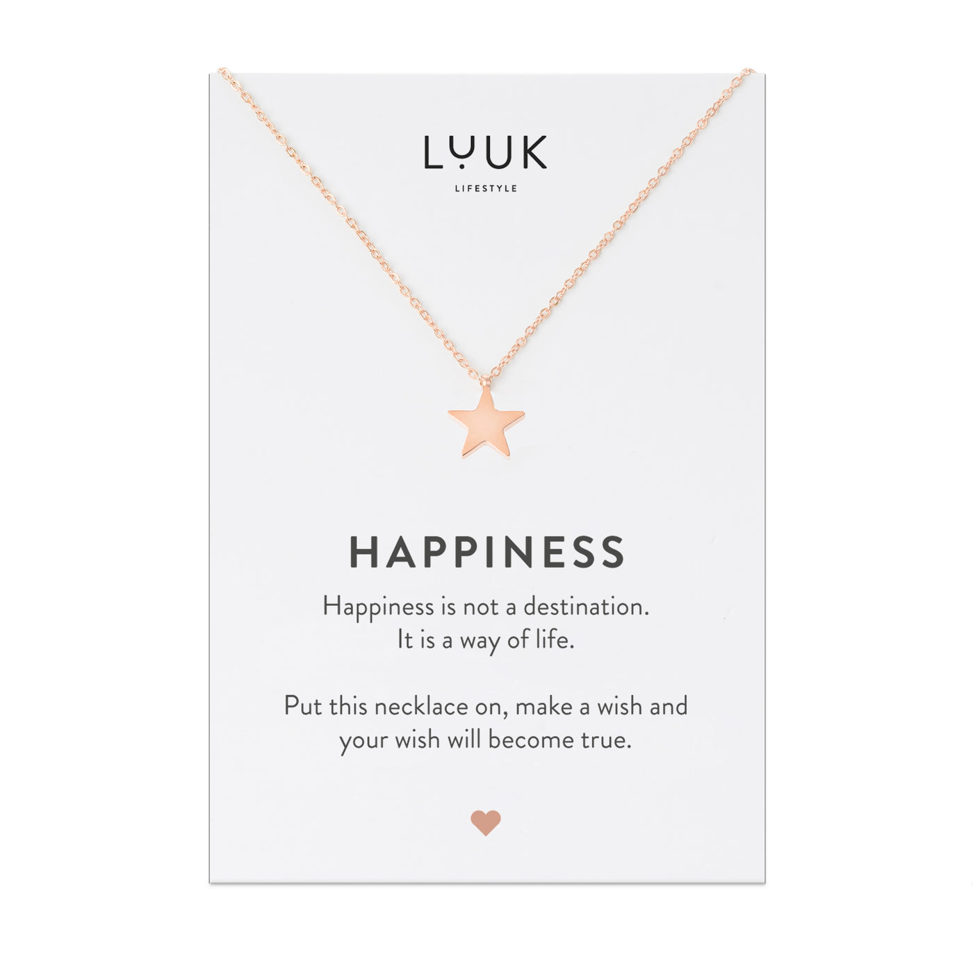 Necklace with star pendant and happiness card