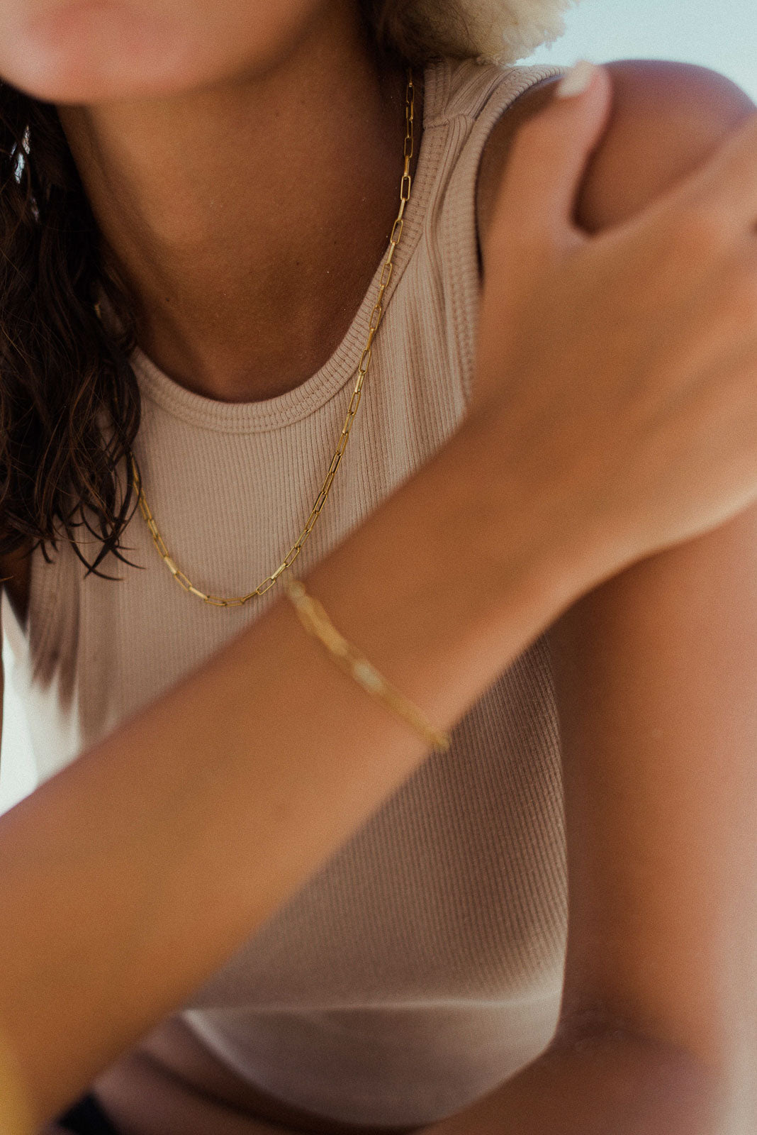 Armband und Halsketten Set in Gold aus Edelstahl