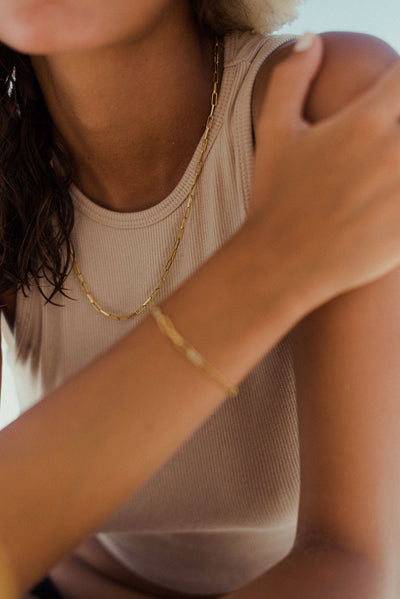 Armband und Halsketten Set in Gold aus Edelstahl