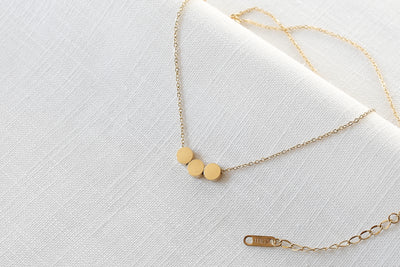 Necklace with Minimalist Circle pendant and Happiness greeting card