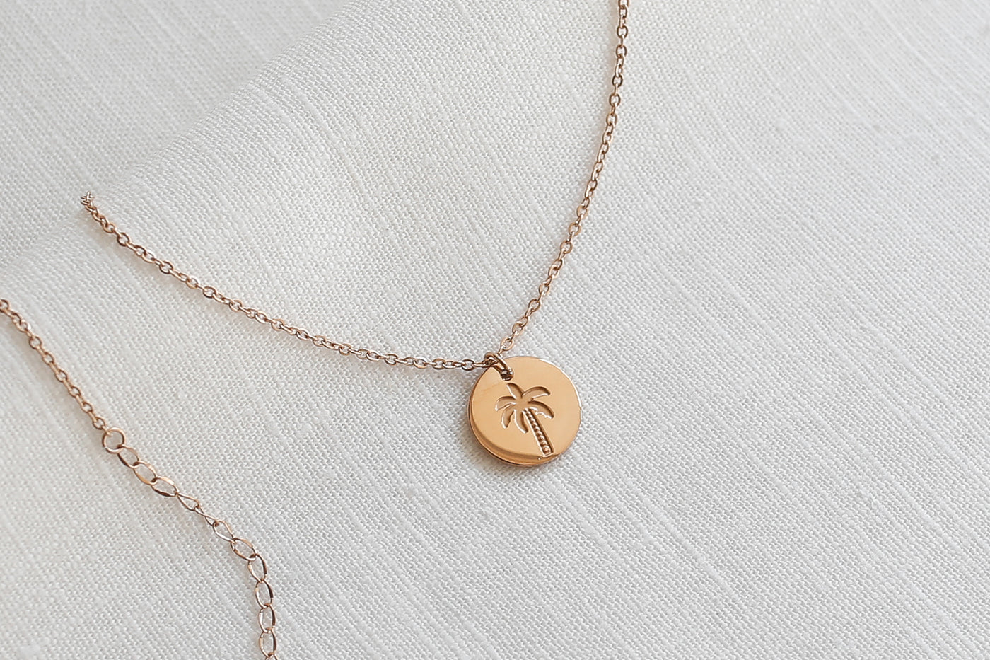 Necklace with palm pendant and Happiness greeting card