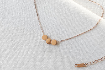 Necklace with Minimalist Circle pendant and Happiness greeting card