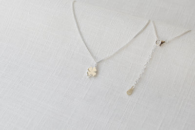 Sterling Silver Necklace with Cloverleaf Pendant and Happiness Greeting Card