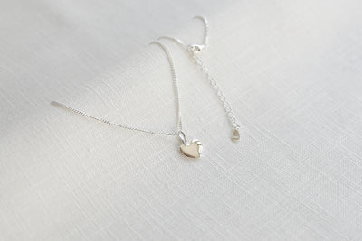 Sterling silver necklace with heart pendant and Happiness greeting card