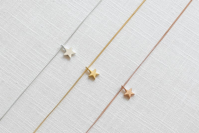 Sterling silver necklace with star pendant and Happiness greeting card