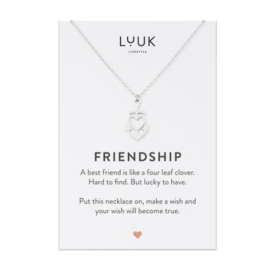 Silberne Halskette auf Friendship Spruchkarte von Luuk Lifestyle aus Edelstahl 