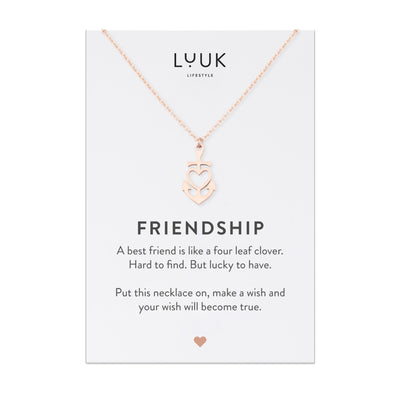 Herz Kette in Rosegold auf Frienship Spruchkarte von Luuk Lifestyle