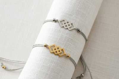 Bracelet with hexagon pendant and Happiness greeting card