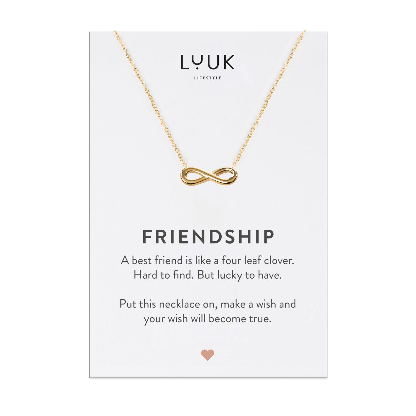 Necklace with heart pendant and Friendship greeting card