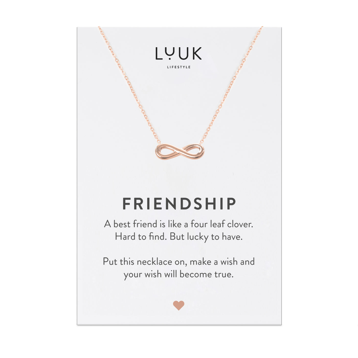 Necklace with heart pendant and Friendship greeting card