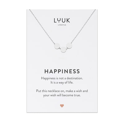 Necklace with Minimalist Circle pendant and Happiness greeting card