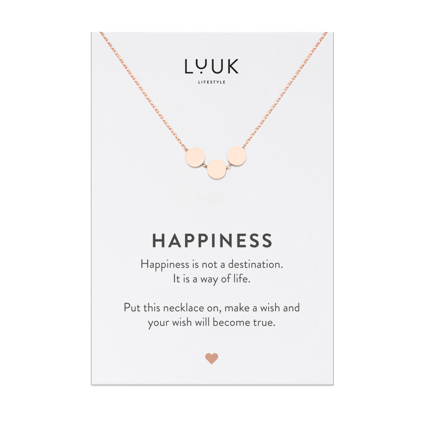 Necklace with Minimalist Circle pendant and Happiness greeting card