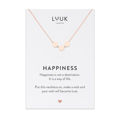 Necklace with Minimalist Circle pendant and Happiness greeting card