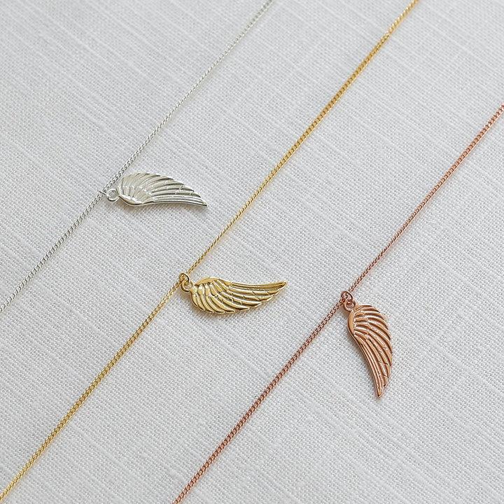 YAFEINI Engelsflügel Y-Kette Aus 925 Sterling Silber – Schutzengel Anhänger Mit Zirkonia In Roségold