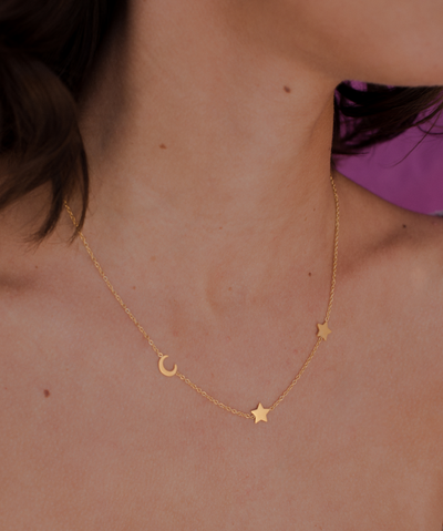 Kette mit Mond und Sterne