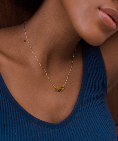 Necklace with Minimalist Circle pendant and Happiness greeting card