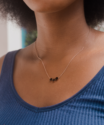 Necklace with Minimalist Circle pendant and Happiness greeting card