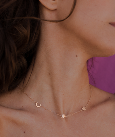 Kette mit Mond und Sterne