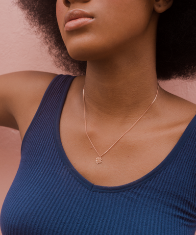 Sterling Silver Necklace with Cloverleaf Pendant and Happiness Greeting Card