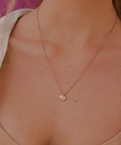 Necklace with elephant pendant and Dream greeting card