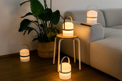 Mobile LED table lamp Sävar, olive green matt (18,5 cm)