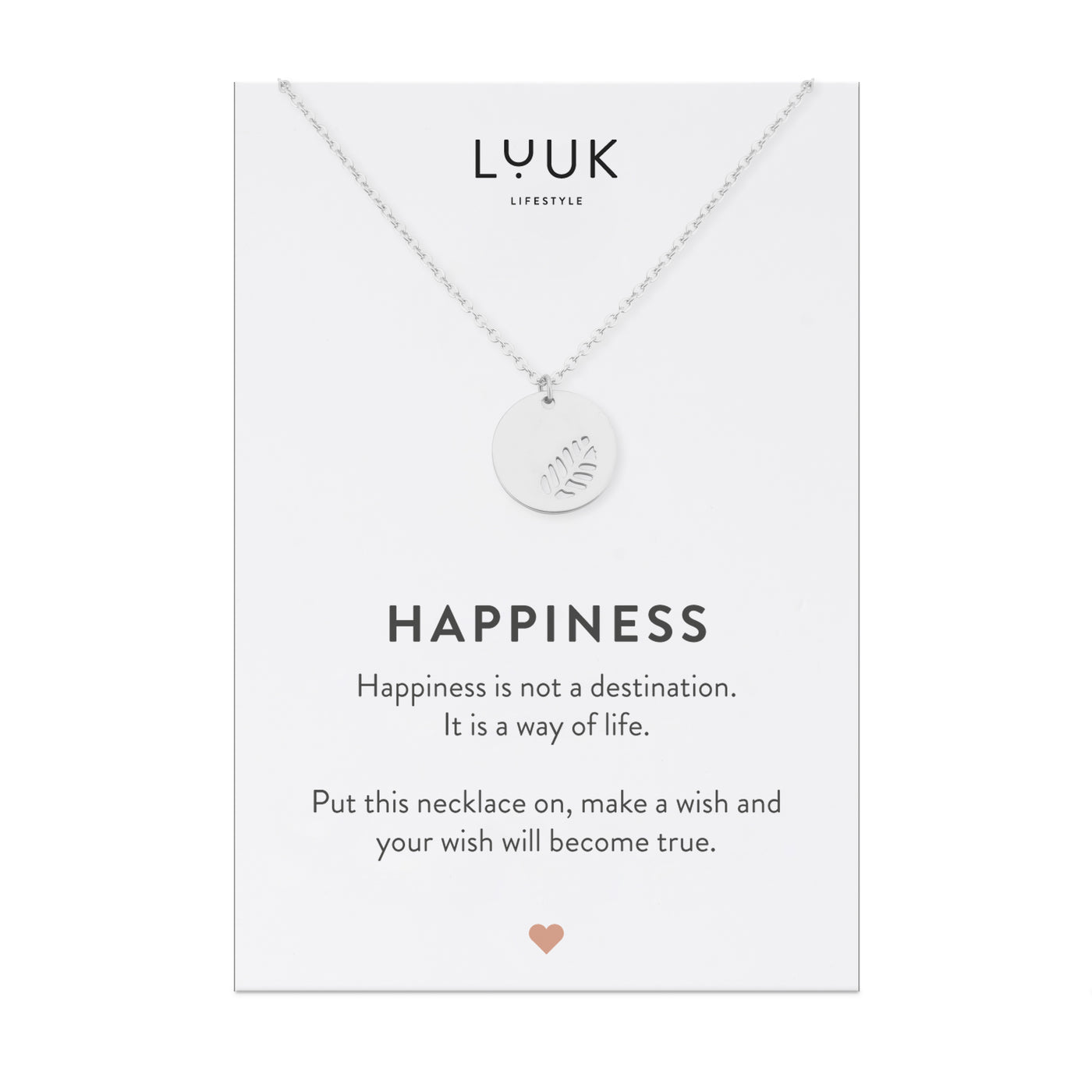 Necklace with elephant and happiness card