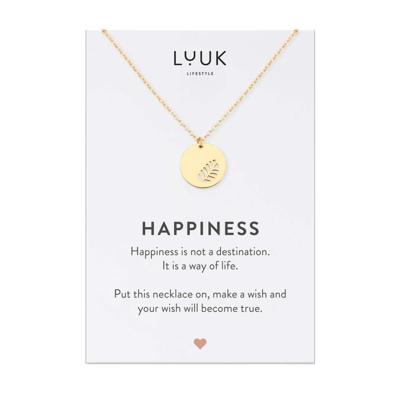 Necklace with elephant and happiness card