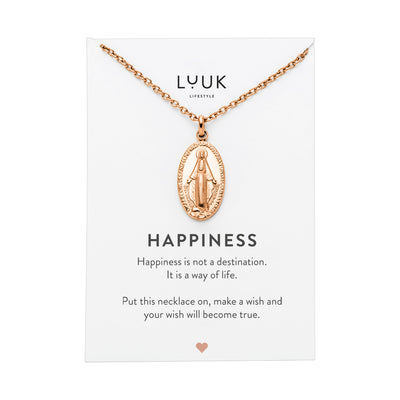 Rosegoldene Halskette mit Insekten Anhänger auf Happiness Karte von Luuk Lifestyle.