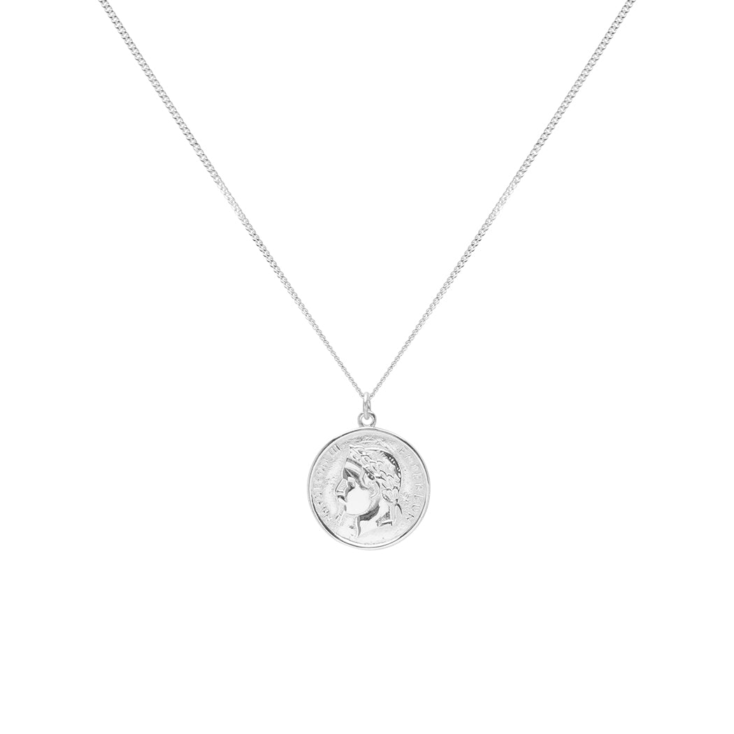 Schlichte Menta Coin Anhänger Kette in Silber aus Sterling Silber 925