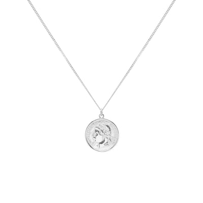 Schlichte Menta Coin Anhänger Kette in Silber aus Sterling Silber 925